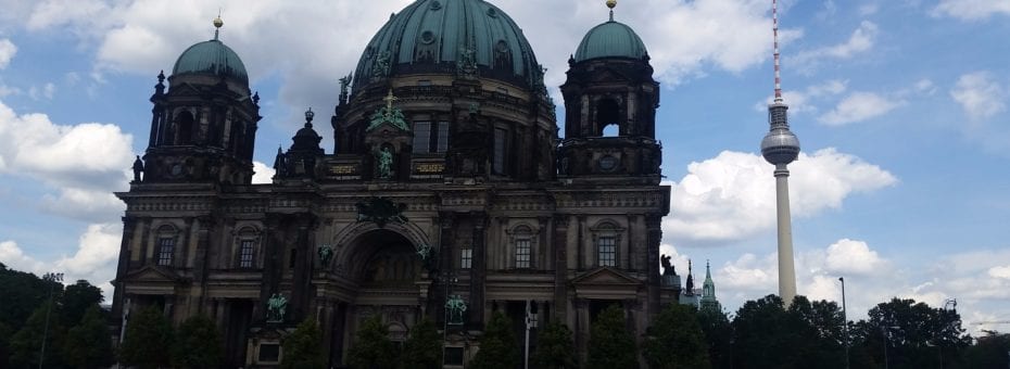 The Berlin Cathedral Church with the  Fernsehturm in the background.