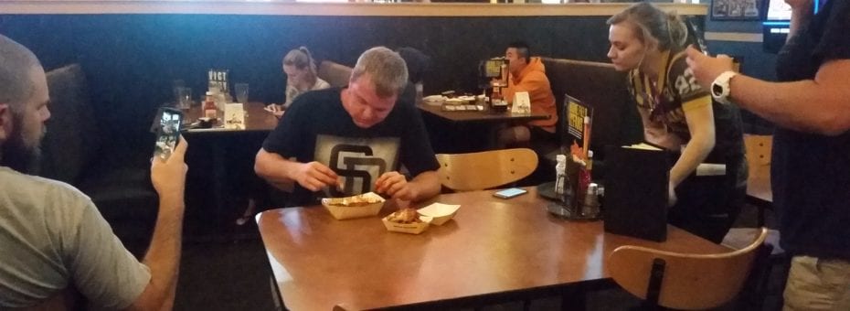 Buffalo Wild Wings had a hot wings challenge that Charlie valiantly attempted.