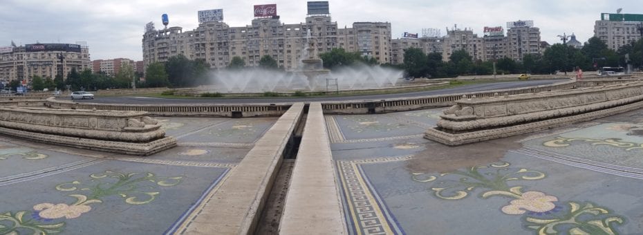 In the center of Bucharest there is a huge water fountain, a lot of it was down in repair.