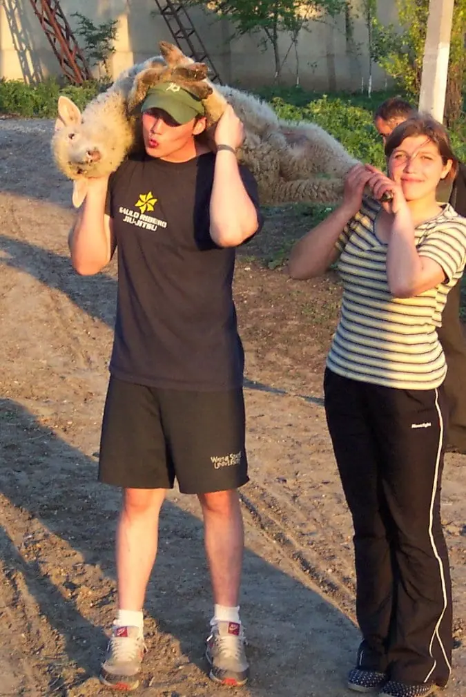 Katia with me on Burlacu Sports Day when I won a sheep