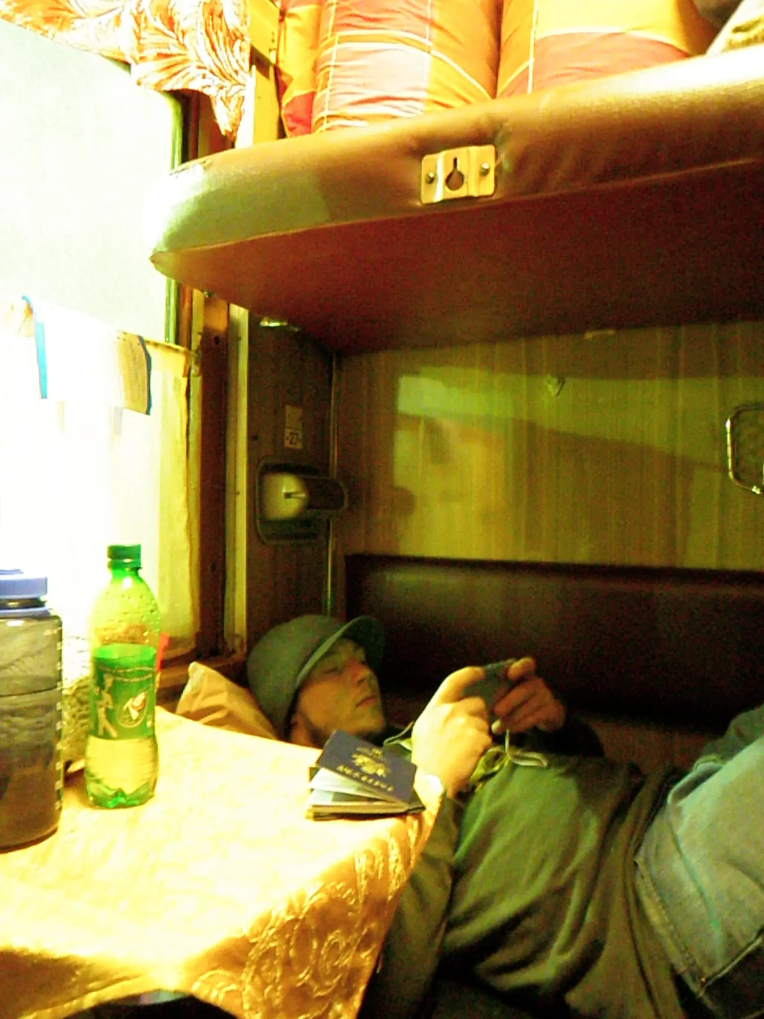 Here's me not sleeping on a Soviet-era train.