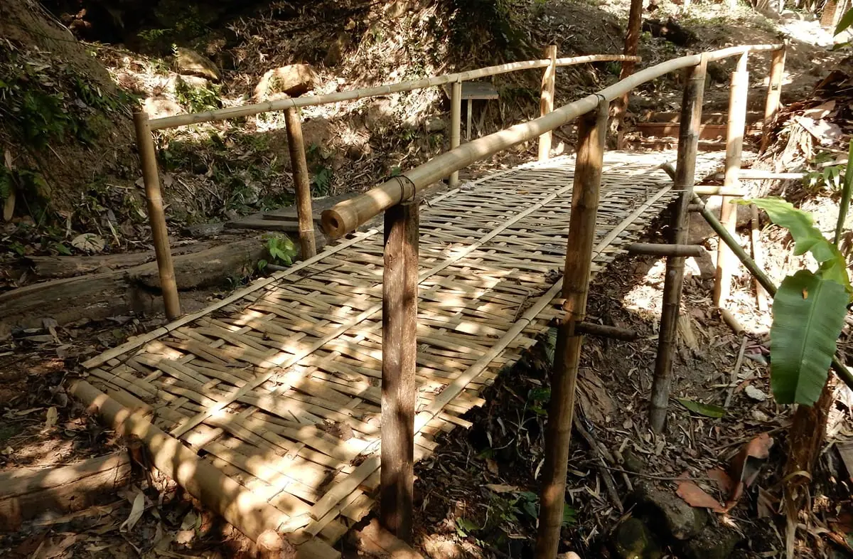 Chiang Mai, Thailand: Bamboo bridge at the end of Monk's Trail up to Wat Pha Lat