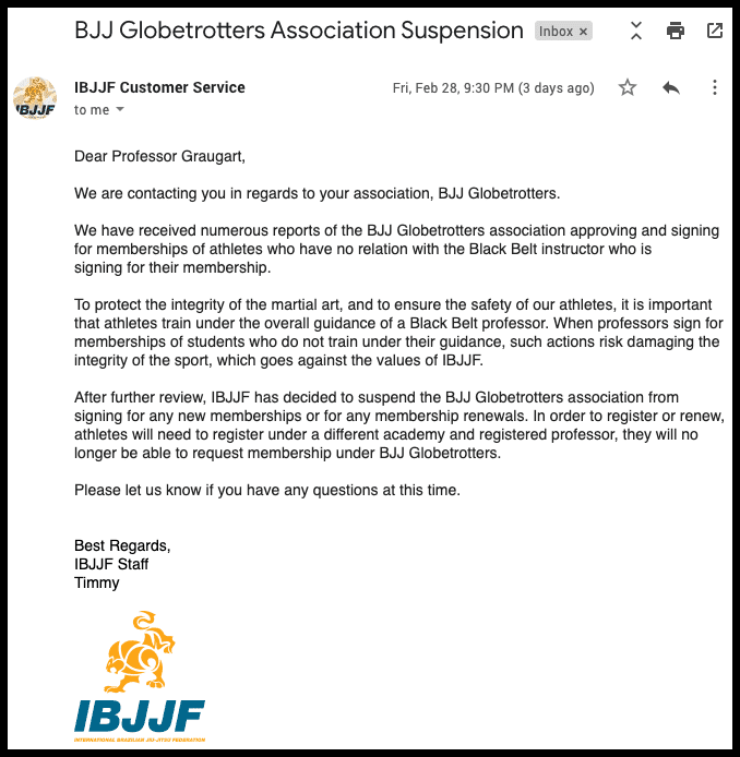 Bjj Globetrotters Banned From The Ibjjf