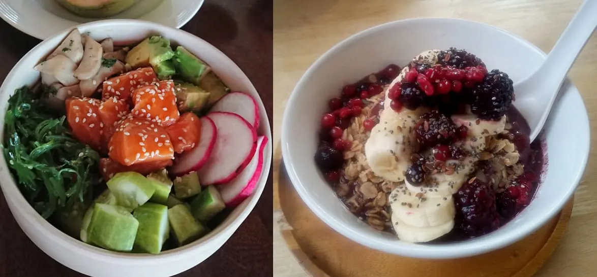 Poke bowl, acai bowl - yum yum! Excellent training fuel!