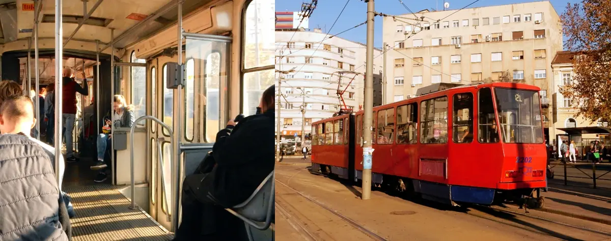 Belgrade, old style trams!
