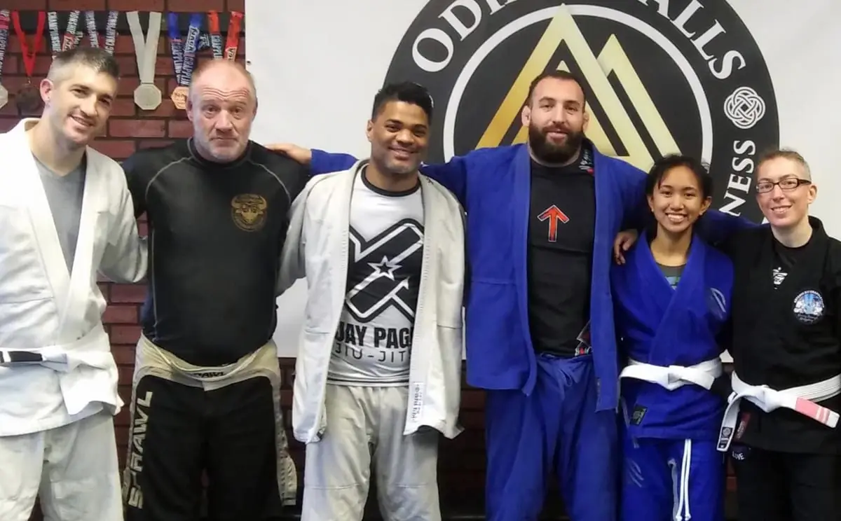 Steve Feeka and some folks who came down to roll during Open Mat at Odin's Halls