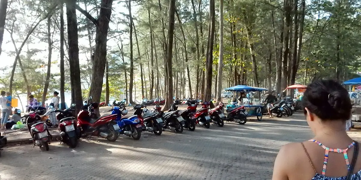 Scooter parking at the beach in Phuket