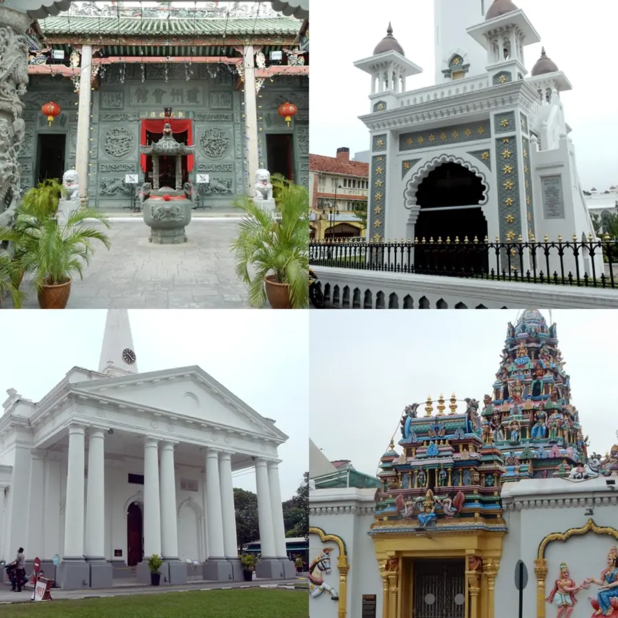 Penang, Malaysia: A Chinese, Muslim, Christian, and Hindu temple